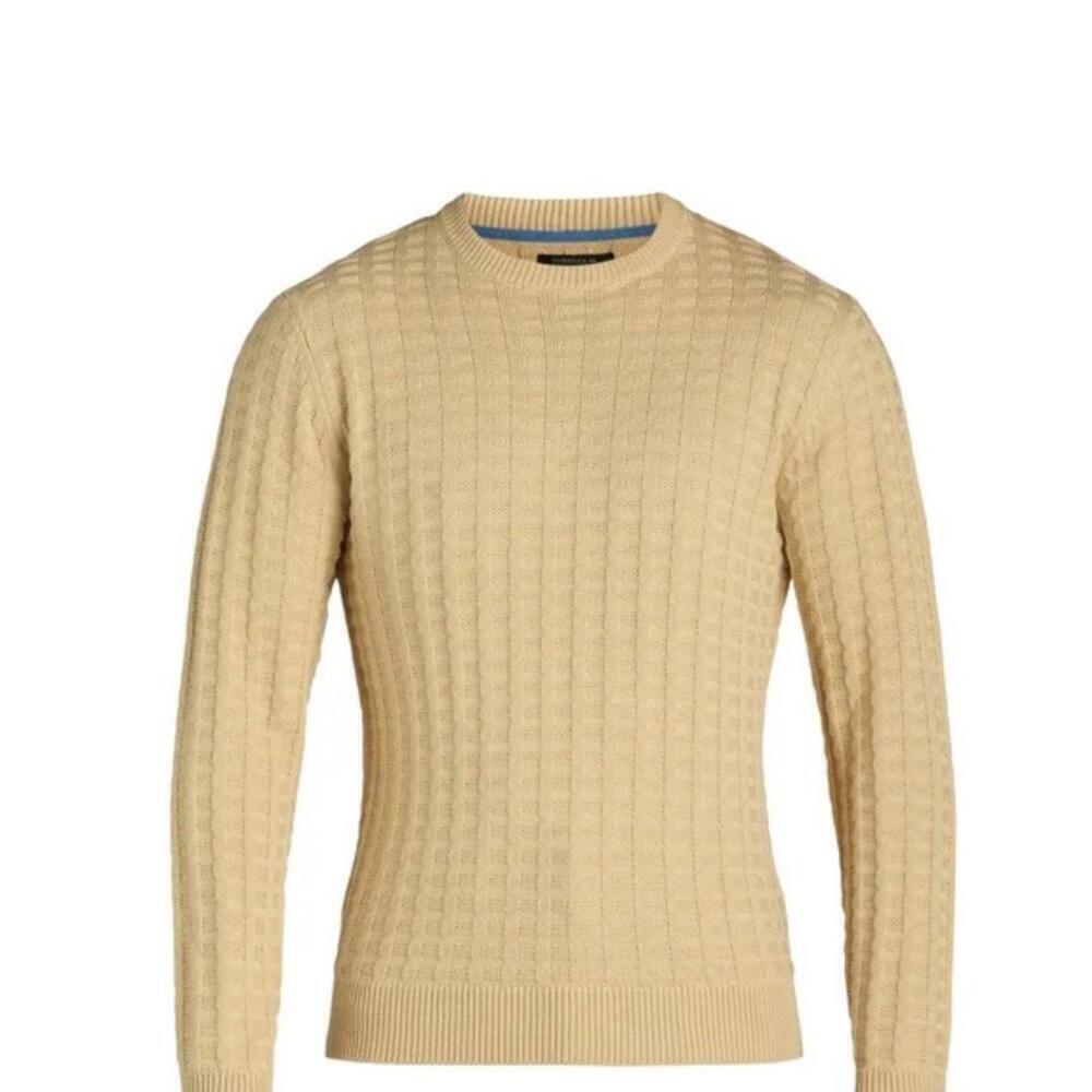 Tribekka 44 Men's Oatmeal/TanTextured Crewneck Sweater, Sizes XXL - Picture 3 of 8